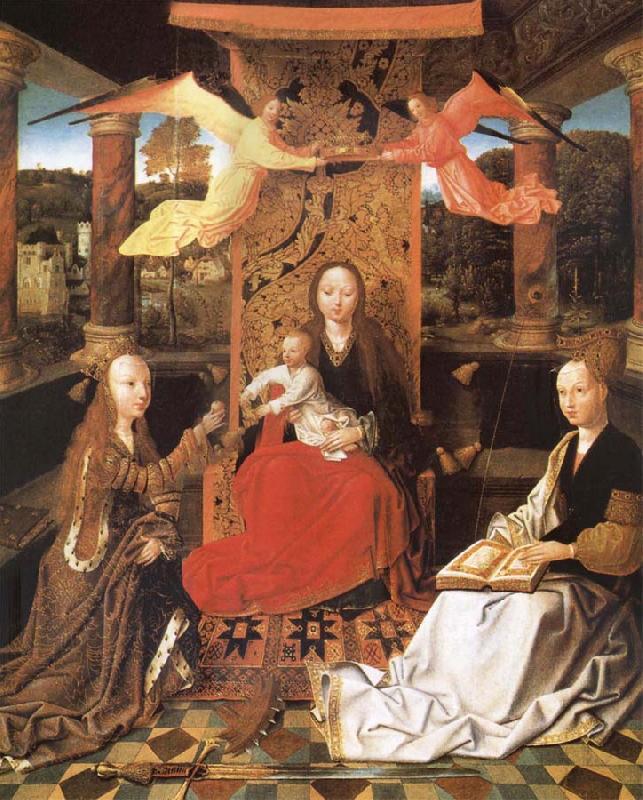 unknow artist The Madonna and the Nino enthroned, with the holy Catalina and Barbara Germany oil painting art